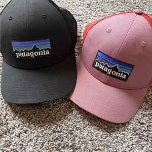 Patagonia Black and Pink Logo Caps